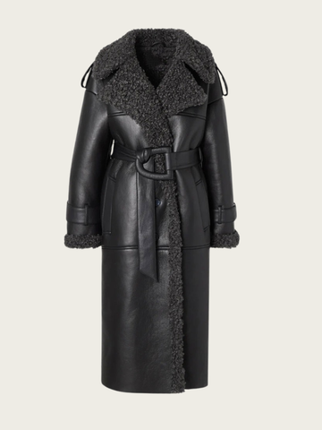 Aditri Faux Leather Long Coat