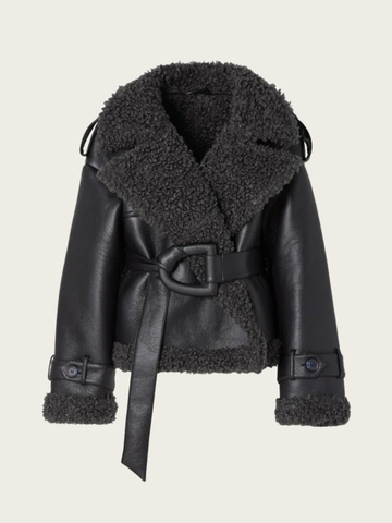 Aditri Faux Leather Tie Jacket