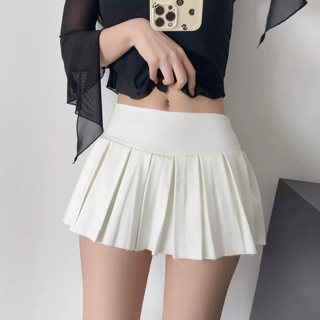 LaPose Fashion - Andraya Pleated Mini Skirt - A-Line Skirts, Fairy Skirts, Mini Skirts, Ruffle Skirts, Satin Skirts, Short Skirts, Skirts, Tennis