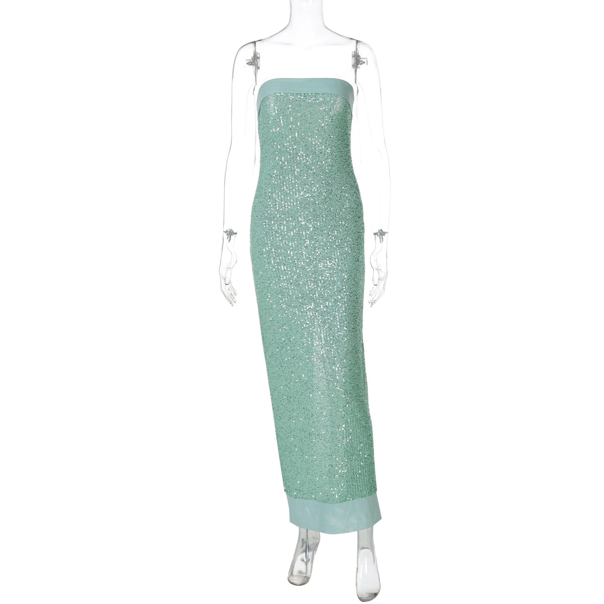 Collette Backless Sequin Gown - Mint Green