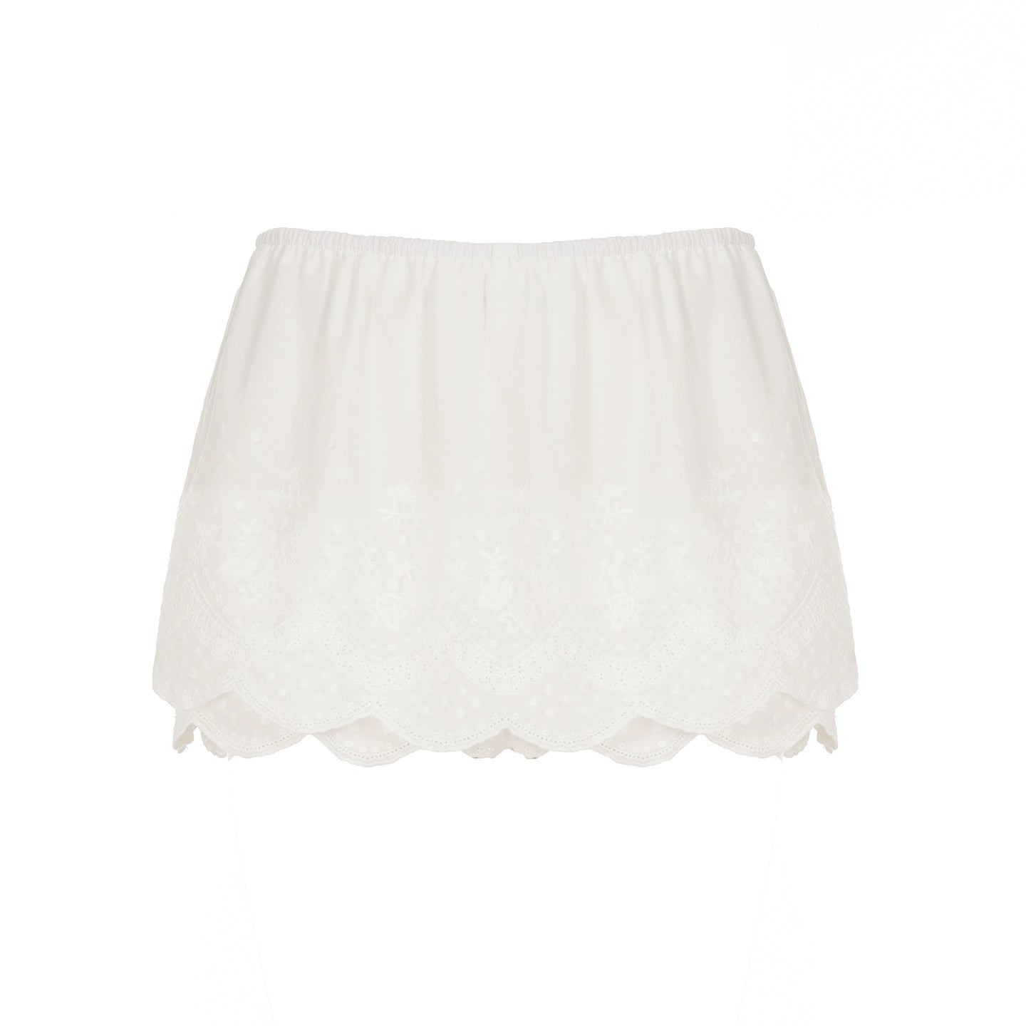 Kalee Low-Rise Lace Mini Skirt - White
