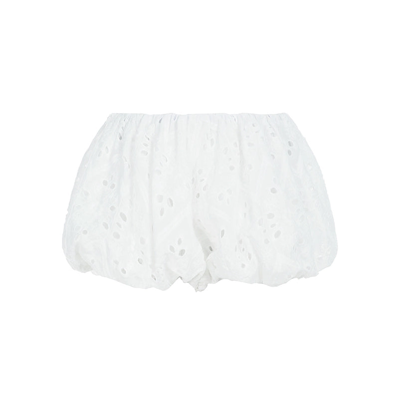 Jessi Jacquard Petal Shorts - White