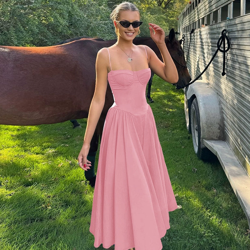 Kadence Square Neck Maxi Dress - Pink