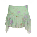 Kaelynn Floral Asymmetric Mini Skirt - Green