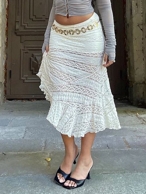 Alianny Eyelet Lace Midi Skirt