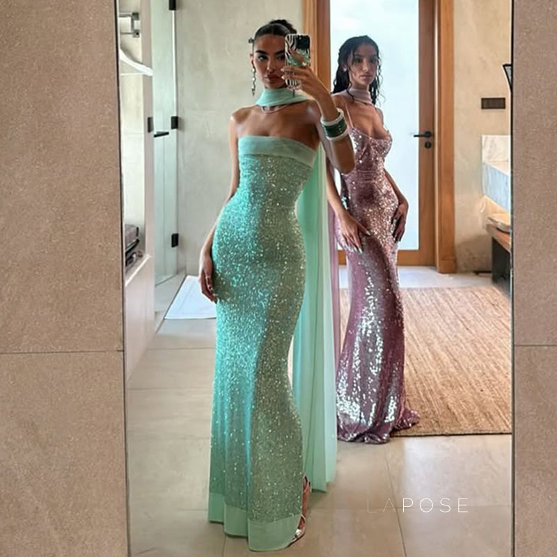 Collette Backless Sequin Gown