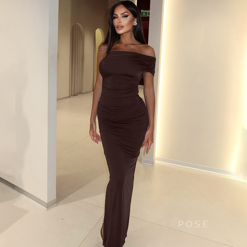 Hayat One-Shoulder Ruched Maxi Dress