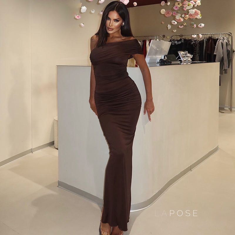 Hayat One-Shoulder Ruched Maxi Dress