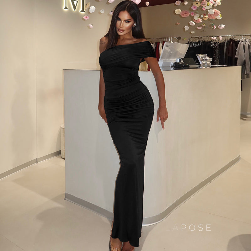 Hayat One-Shoulder Ruched Maxi Dress