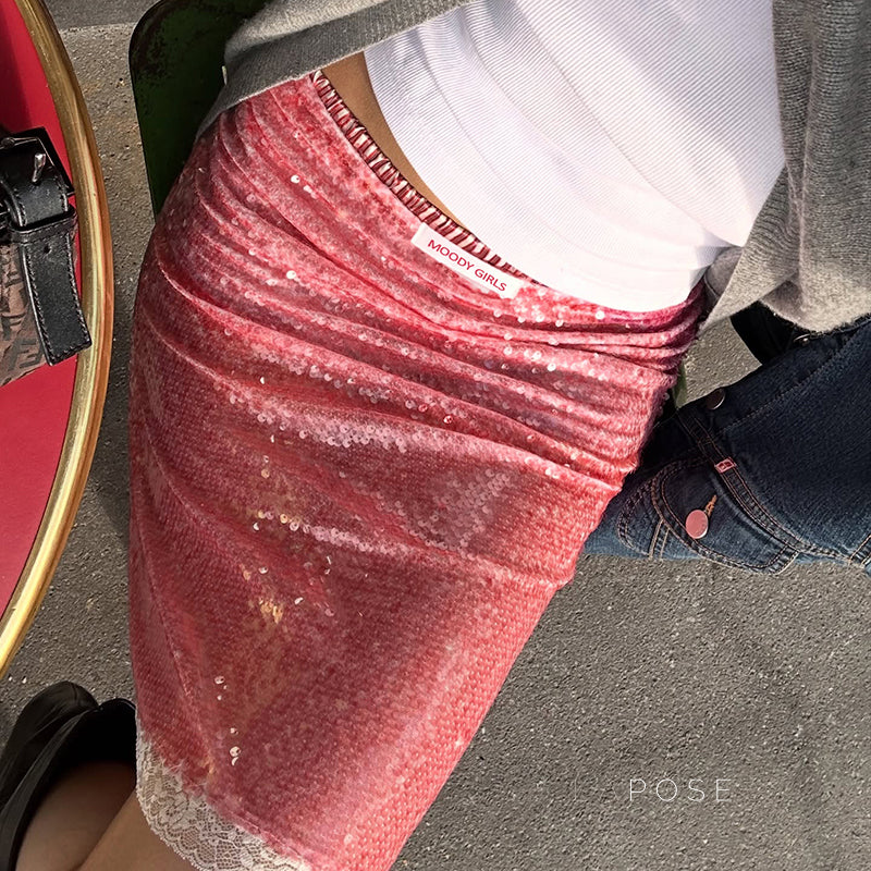 Jariyah Sequin Lace Mini Skirt