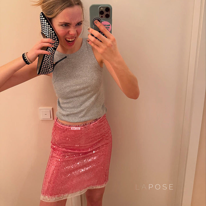 Jariyah Sequin Lace Mini Skirt