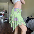 Kaelynn Floral Asymmetric Mini Skirt