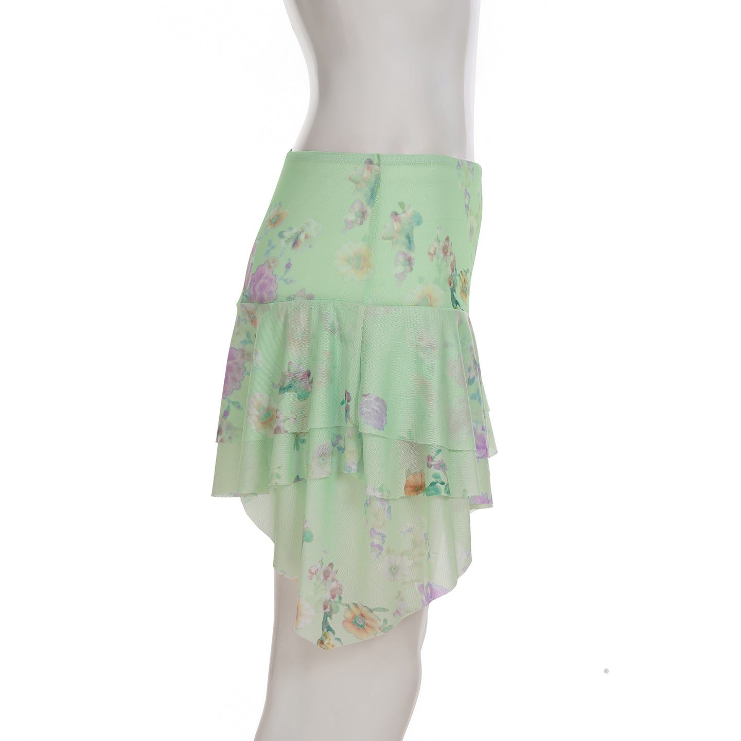Kaelynn Floral Asymmetric Mini Skirt