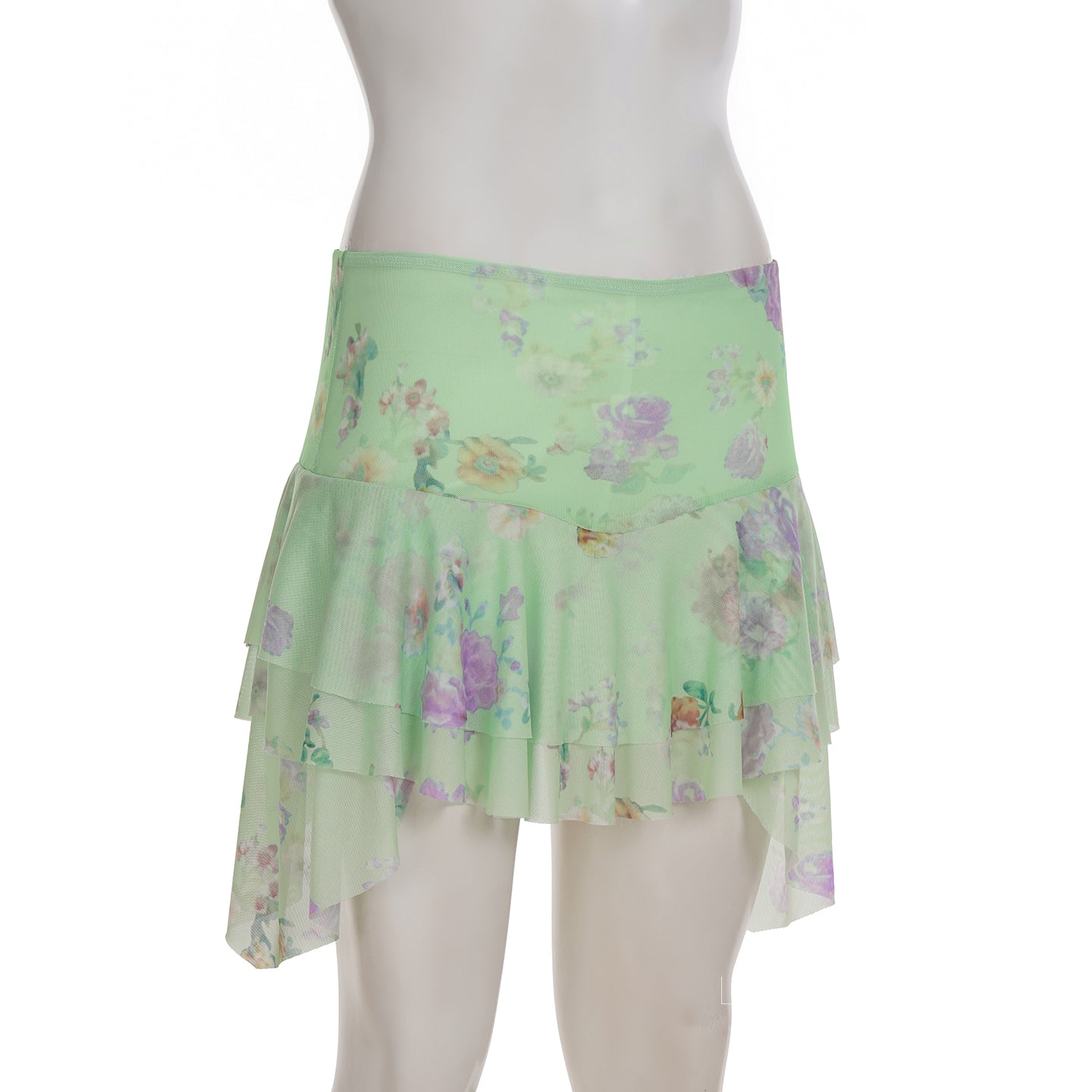 Kaelynn Floral Asymmetric Mini Skirt