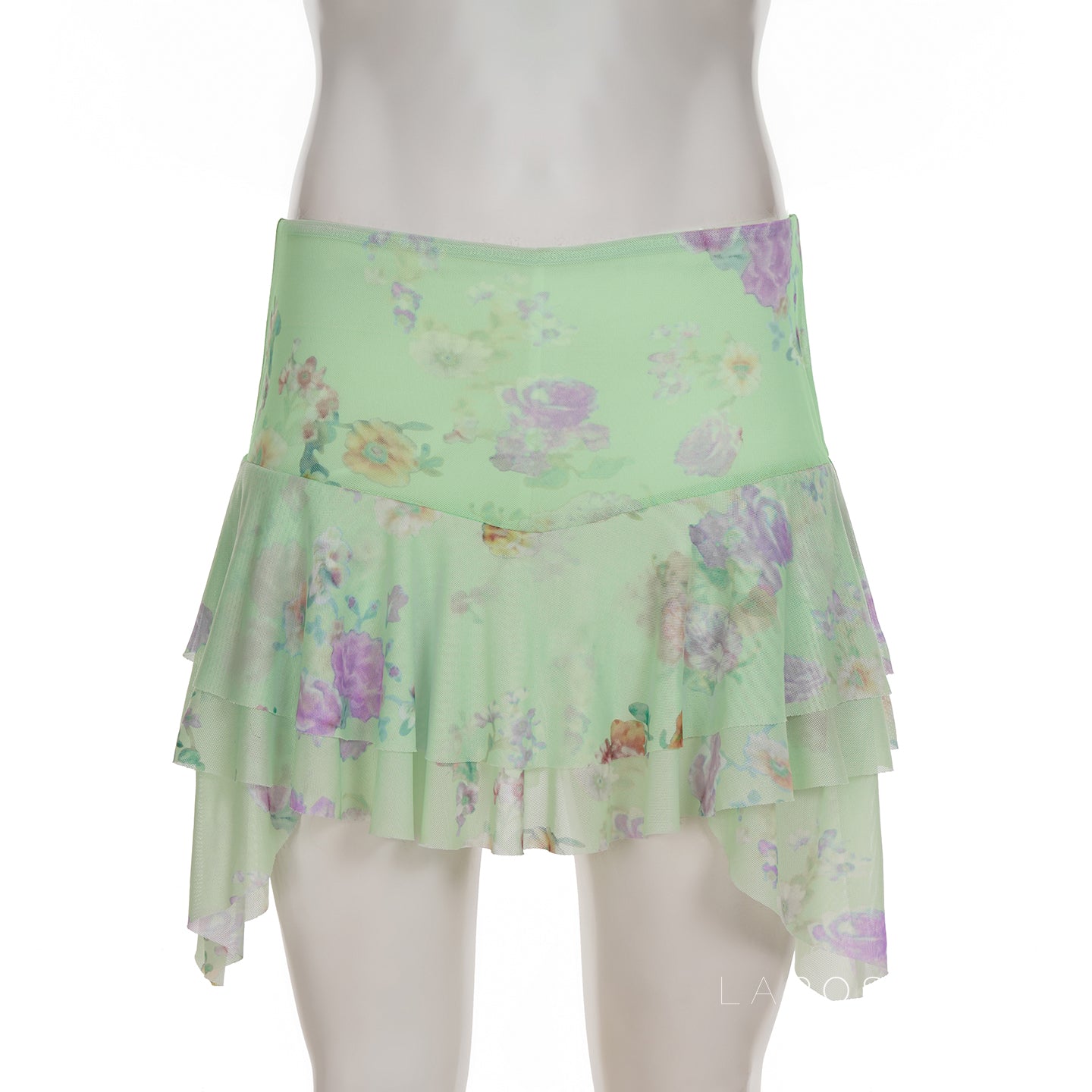Kaelynn Floral Asymmetric Mini Skirt