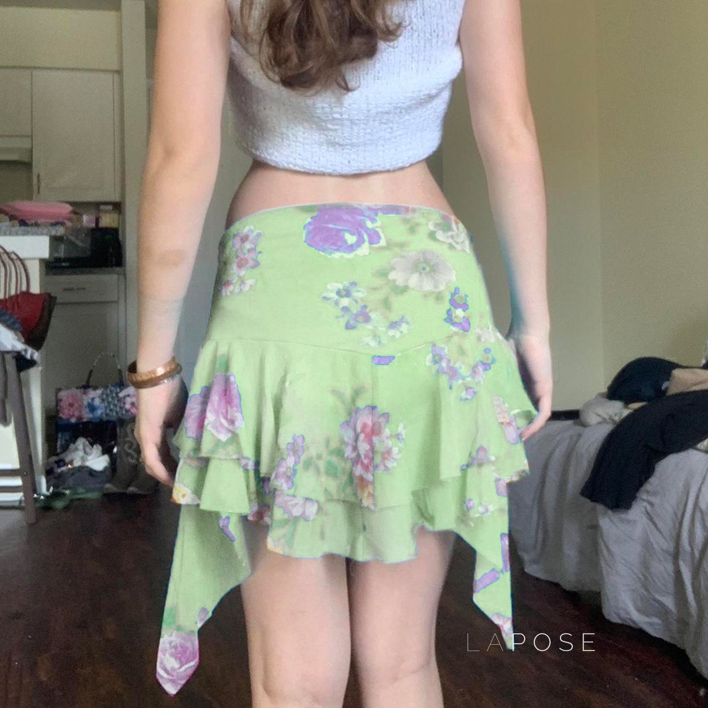 Kaelynn Floral Asymmetric Mini Skirt