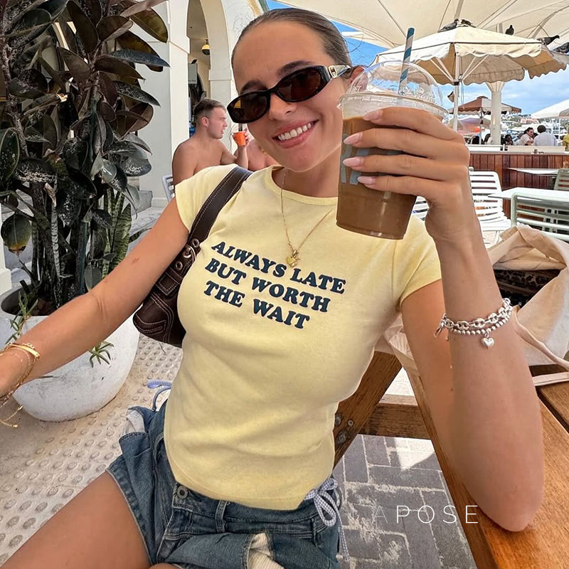 Zulay Letter Print Crop Top