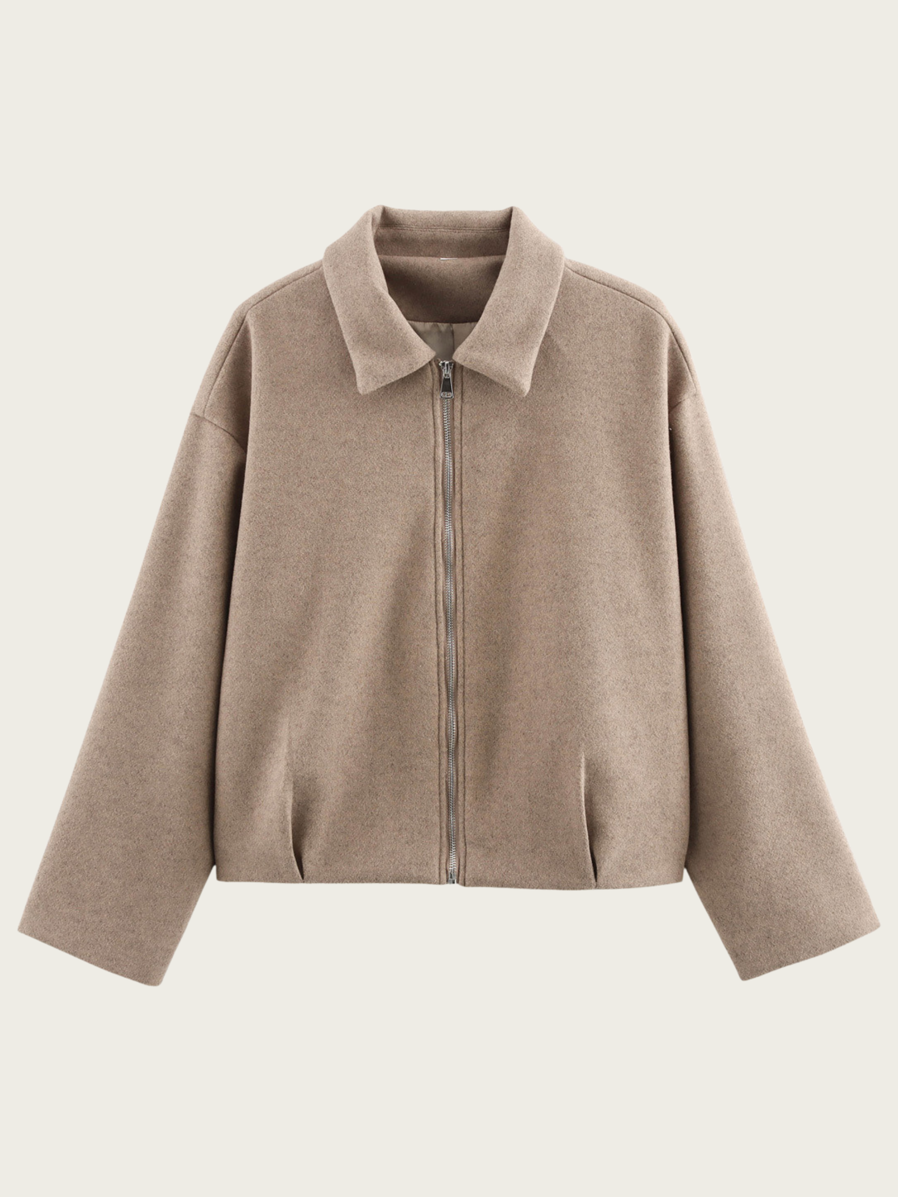 Amyia Minimalist Wool Blend Zip Jacket