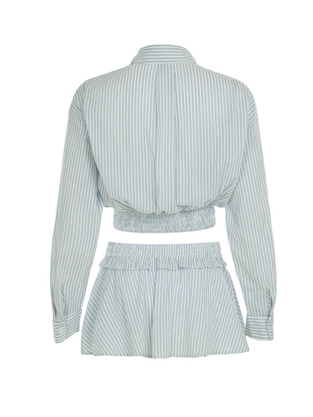 Hinda Pinstripe Shirt Skirt Set