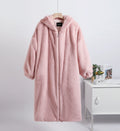 Anai Long Hooded Faux Fur Coat - Pink [8AWIC0BB]