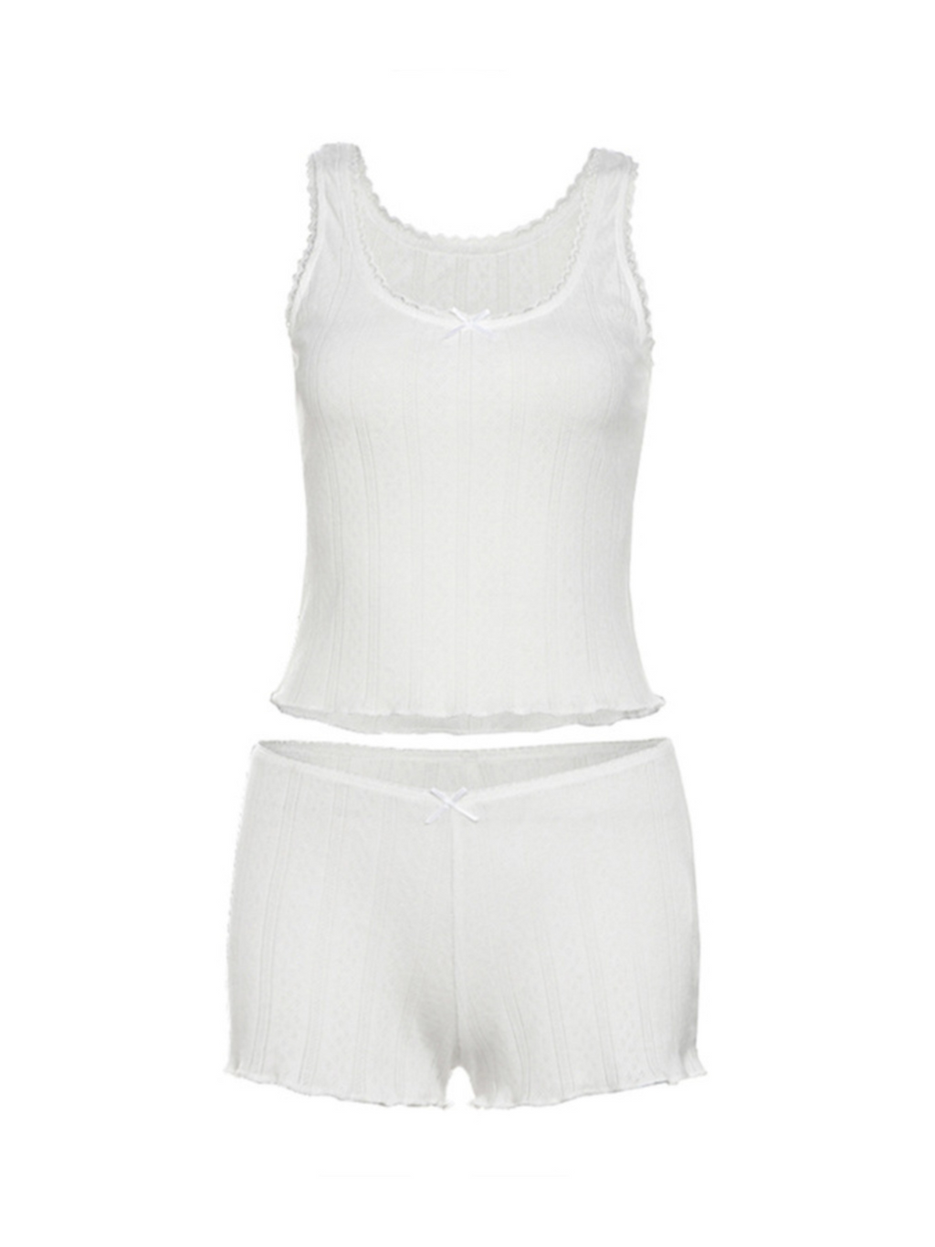 Ilia Lace Trim Knit Shorts Set