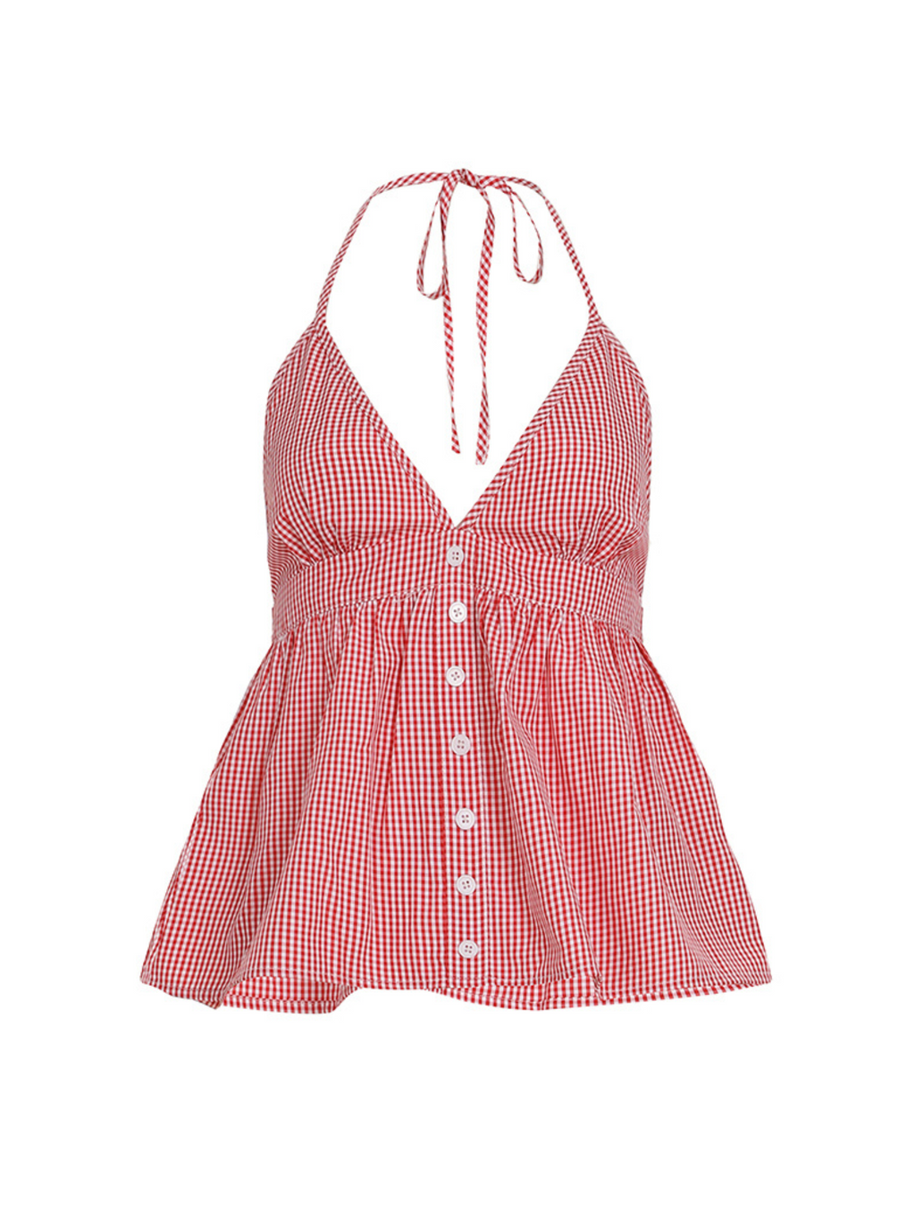 Etty Plaid Backless Top