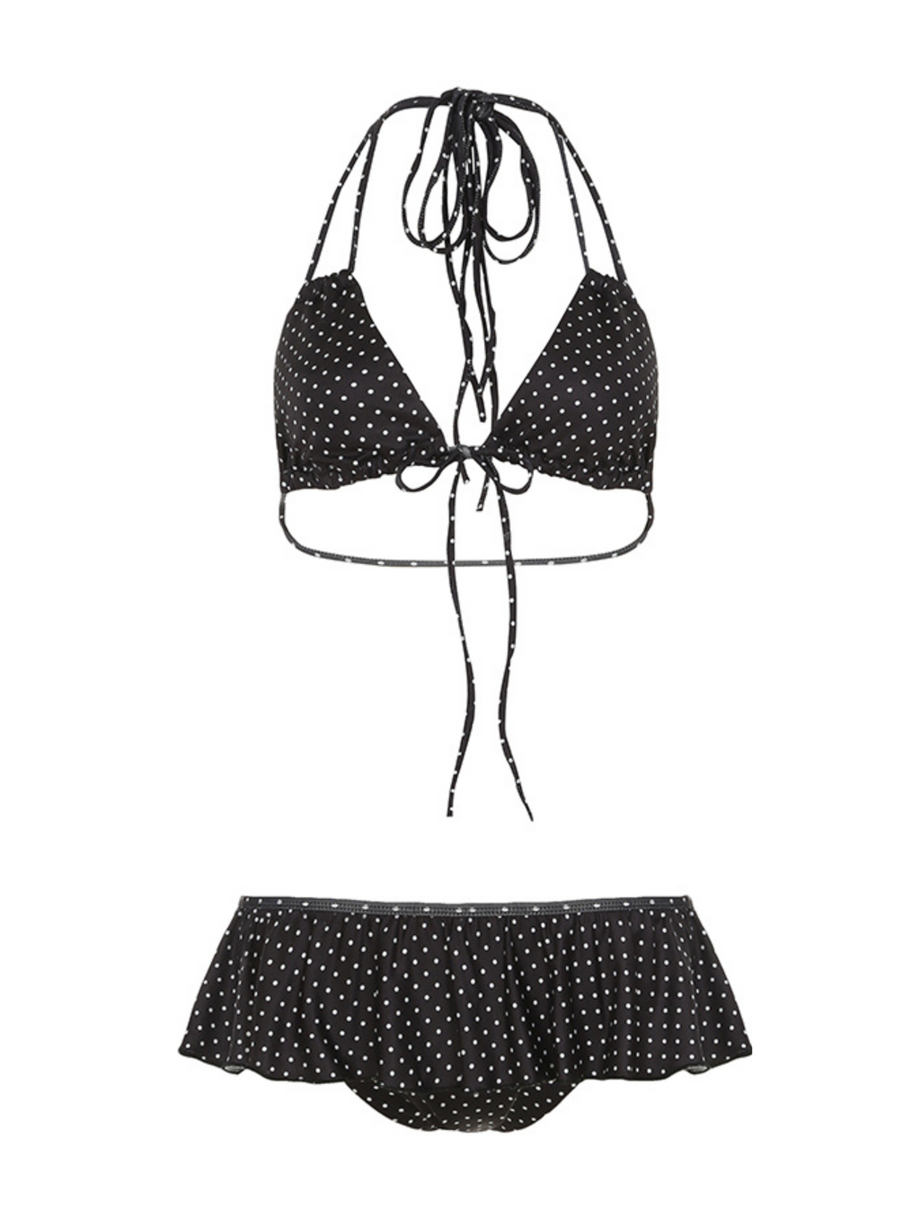 Galia Polka Dot Ruffle Trim Bikini Set