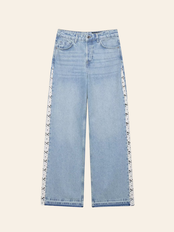 Anaisha Crochet Patch Wide-Leg Jeans