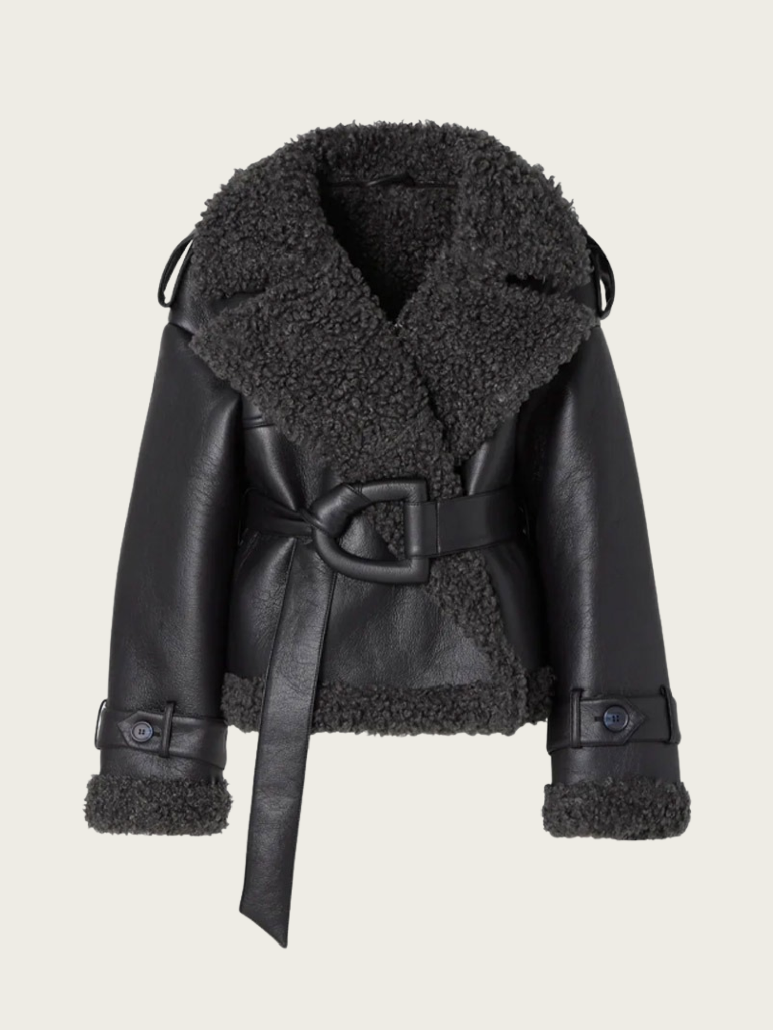 Aditri Faux Leather Tie Jacket