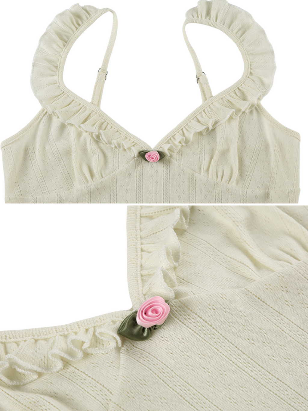 Ethel Ruffle Trim Knit Crop Top