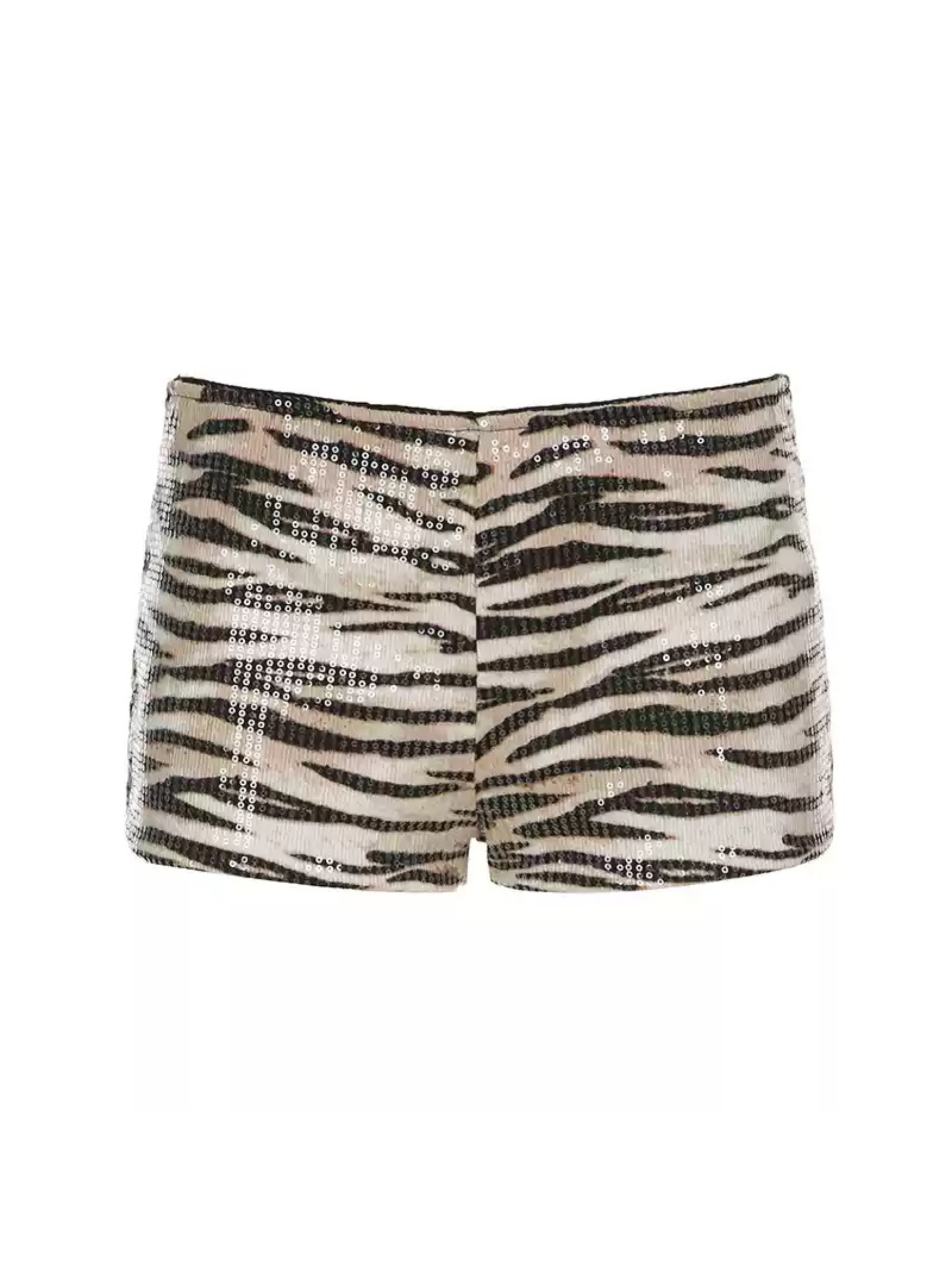 Perel Zebra Sequin Shorts