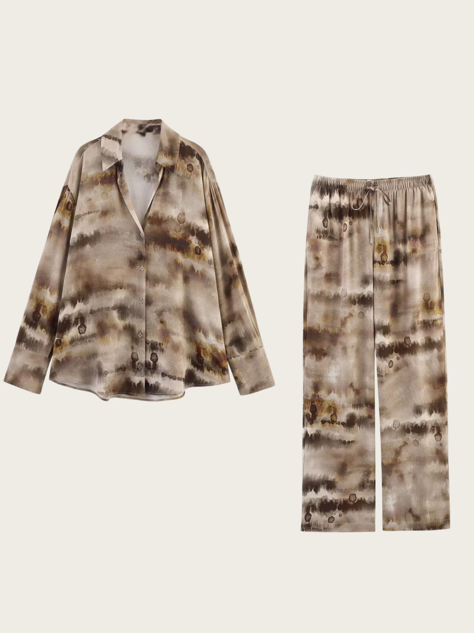 Chantelle Tie-Dye Satin Wide-Leg Pants Set