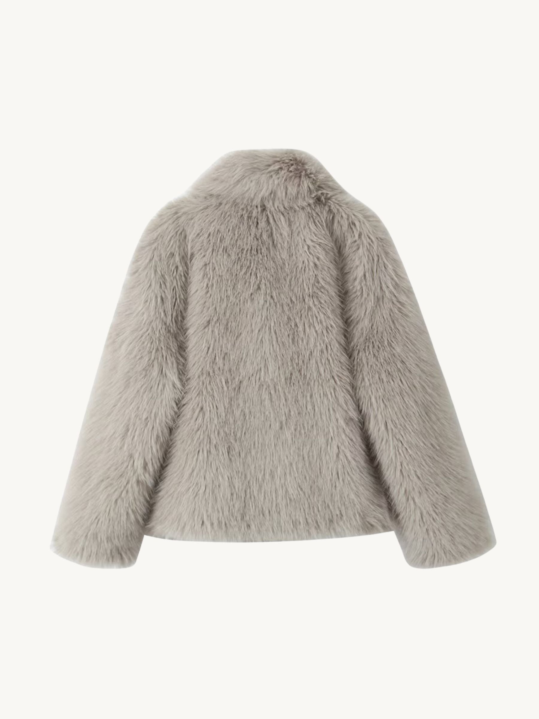 Asuna Faux Fur Jacket in Light Grey