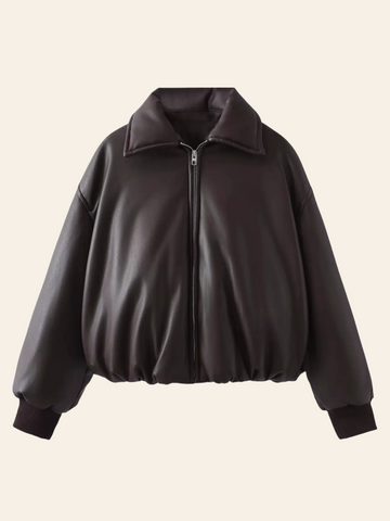 Alizay Faux Leather Puffer Jacket