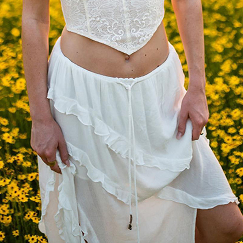 LaPose Fashion - Alanys Ruffle Maxi Skirt - Fairy Skirts, Long Skirts, Maxi Skirts, Ruffle Skirts, Skirts, Vintage Skirts