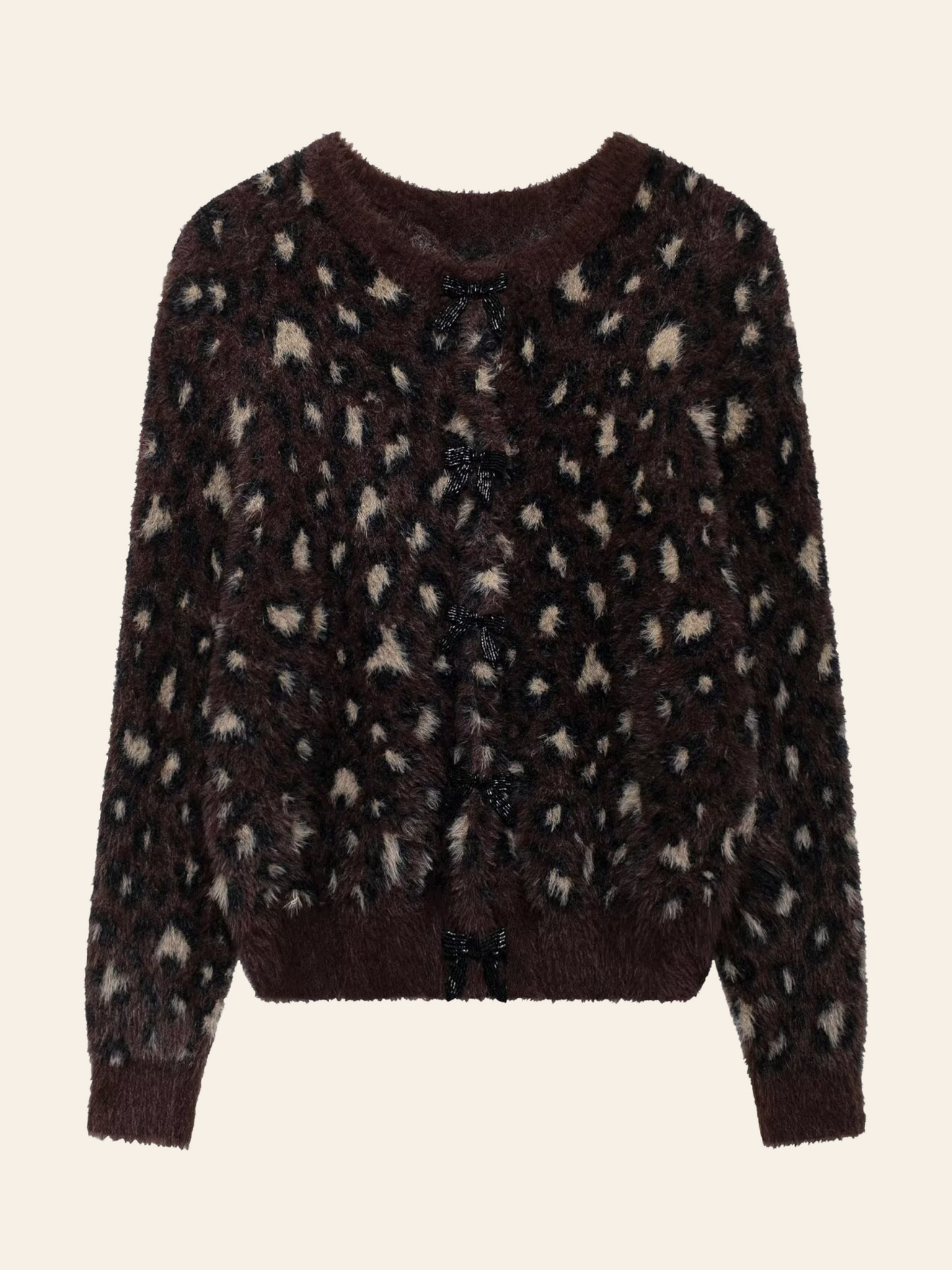 Roisin Leopard Bow Knit Cardigan