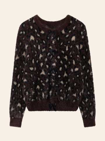 Roisin Leopard Bow Knit Cardigan