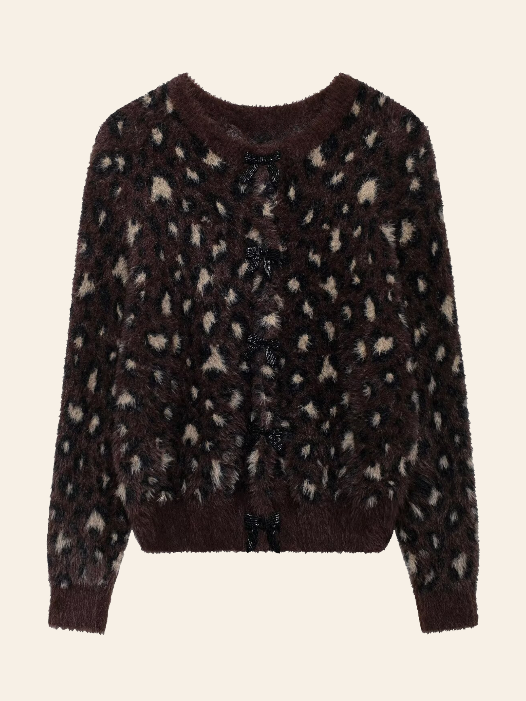 Roisin Leopard Bow Knit Cardigan