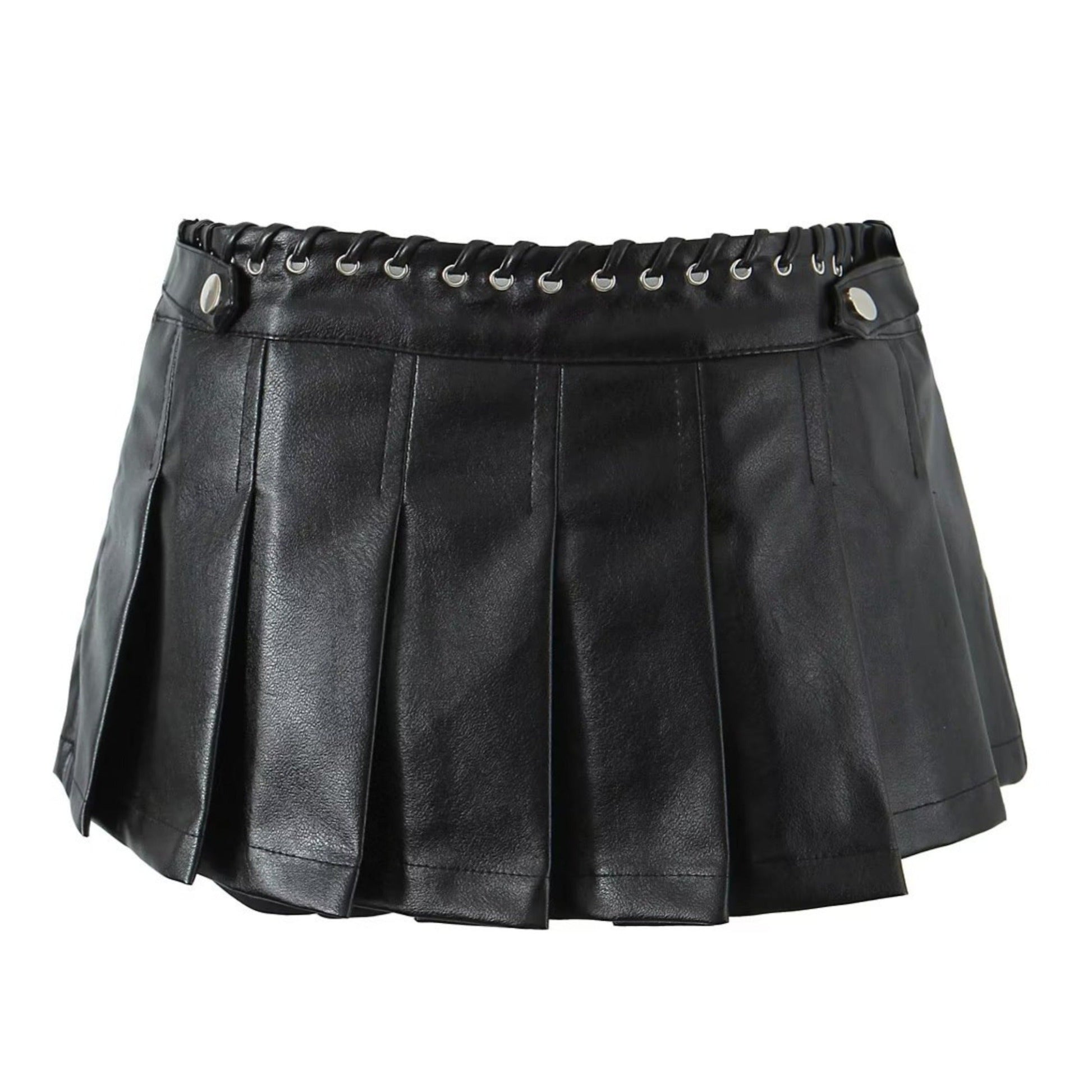 LaPose Fashion - Alex Pleated Mini Skirt - Leather Skirts, Mini Skirts, Pleated Skirts, Skirts