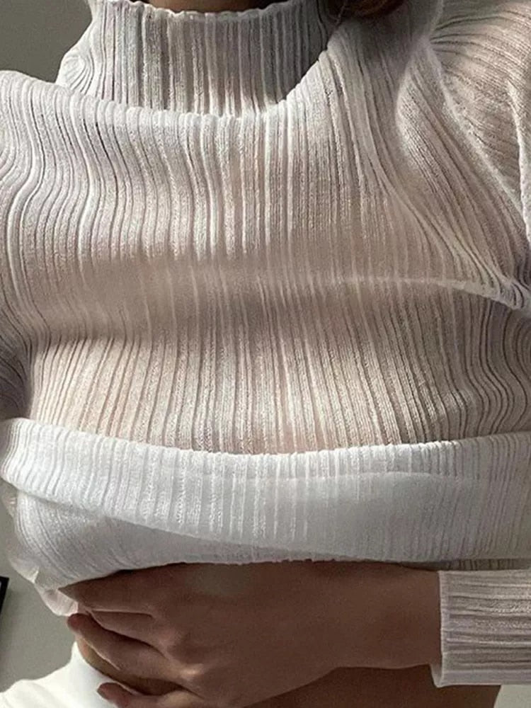 LaPose Fashion - Alika See-Through Top - Autumn Clothes, Basic Tops, Clean Girl, Clothing, Elegant Tops, Fall Clothes, Fall-Winter 23, Knitte
