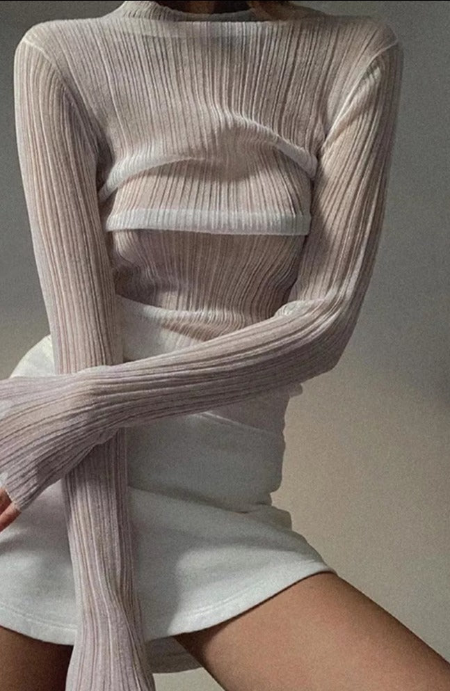 LaPose Fashion - Alika See-Through Top - Autumn Clothes, Basic Tops, Clean Girl, Clothing, Elegant Tops, Fall Clothes, Fall-Winter 23, Knitte