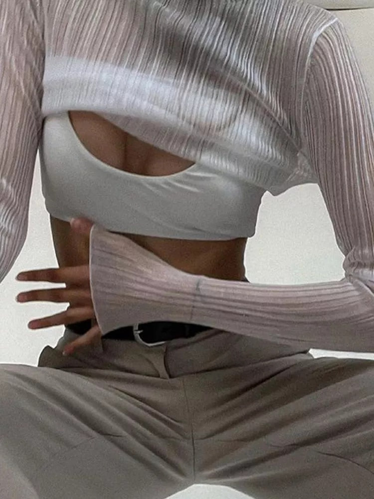 LaPose Fashion - Alika See-Through Top - Autumn Clothes, Basic Tops, Clean Girl, Clothing, Elegant Tops, Fall Clothes, Fall-Winter 23, Knitte