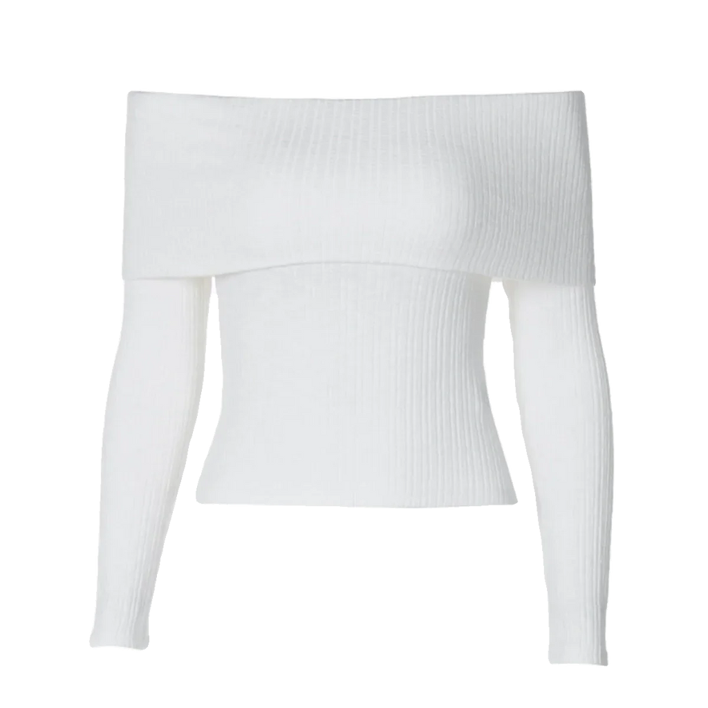 LaPose Fashion - Alyna Off Shoulder Top - Backless Tops, Basic Tops, Clean Girl, Elegant Tops, Knitted Tops, Long Sleeve Tops, Mesh Tops, Stra