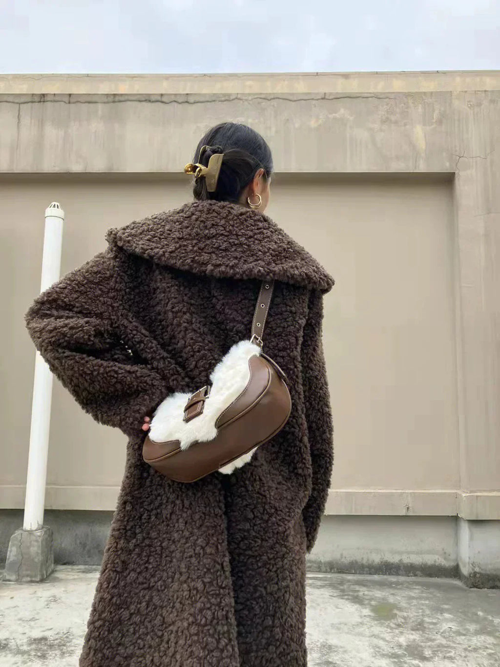 LaPose Fashion - Alyx Faux Fur Shoulder Bag - Accesories, Bags, Handbags, Plush Bags, Shoulder Bags, Winter Edit