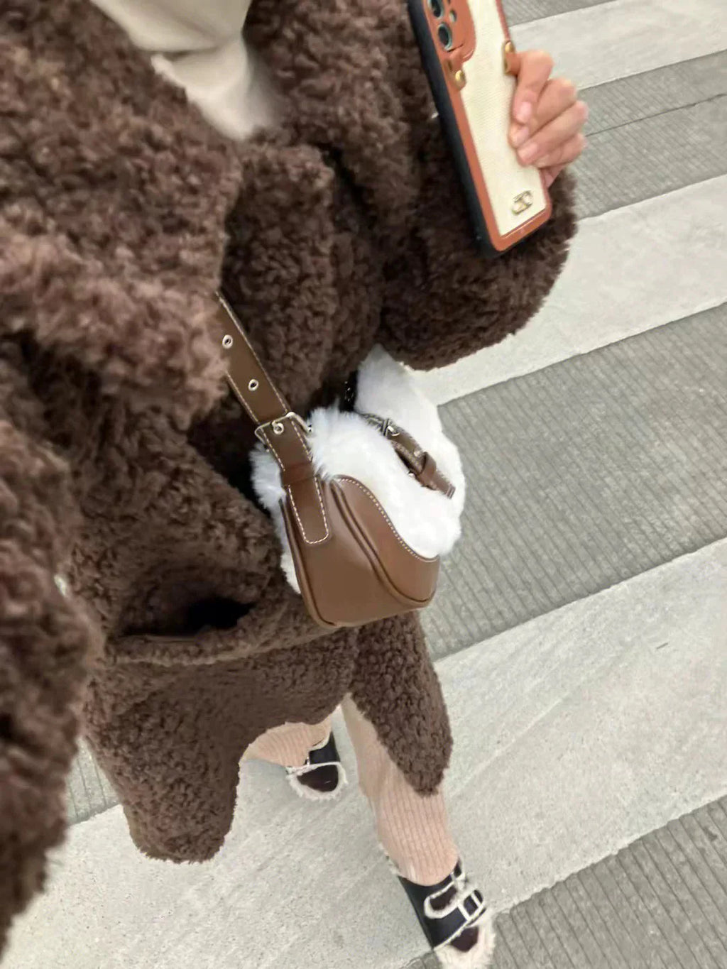 LaPose Fashion - Alyx Faux Fur Shoulder Bag - Accesories, Bags, Handbags, Plush Bags, Shoulder Bags, Winter Edit