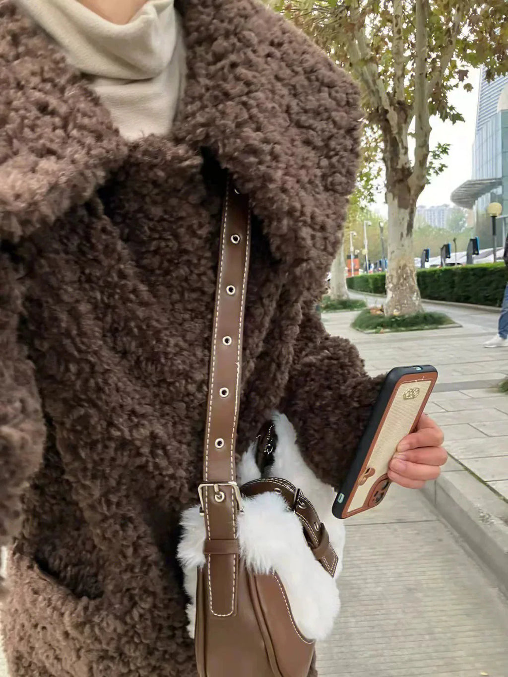 LaPose Fashion - Alyx Faux Fur Shoulder Bag - Accesories, Bags, Handbags, Plush Bags, Shoulder Bags, Winter Edit