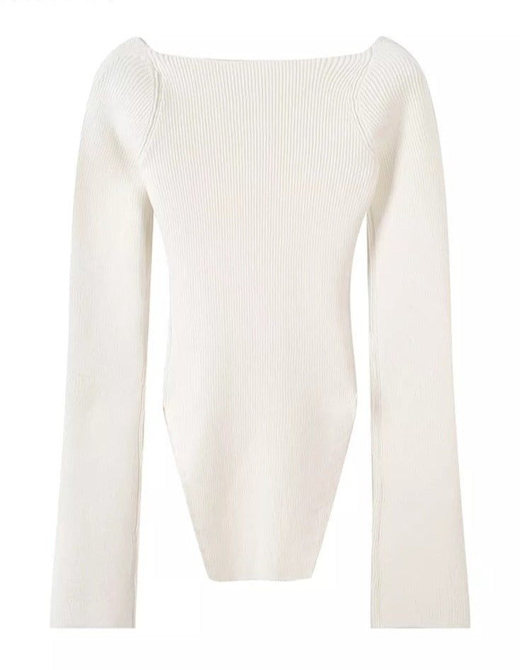 LaPose Fashion - Ambrosi Knitted Long Sleeve Top - Autumn Clothes, Basic Tops, Clothing, Elegant Tops, Fall Clothes, Fall-Winter 23, Fall22, Knitted To