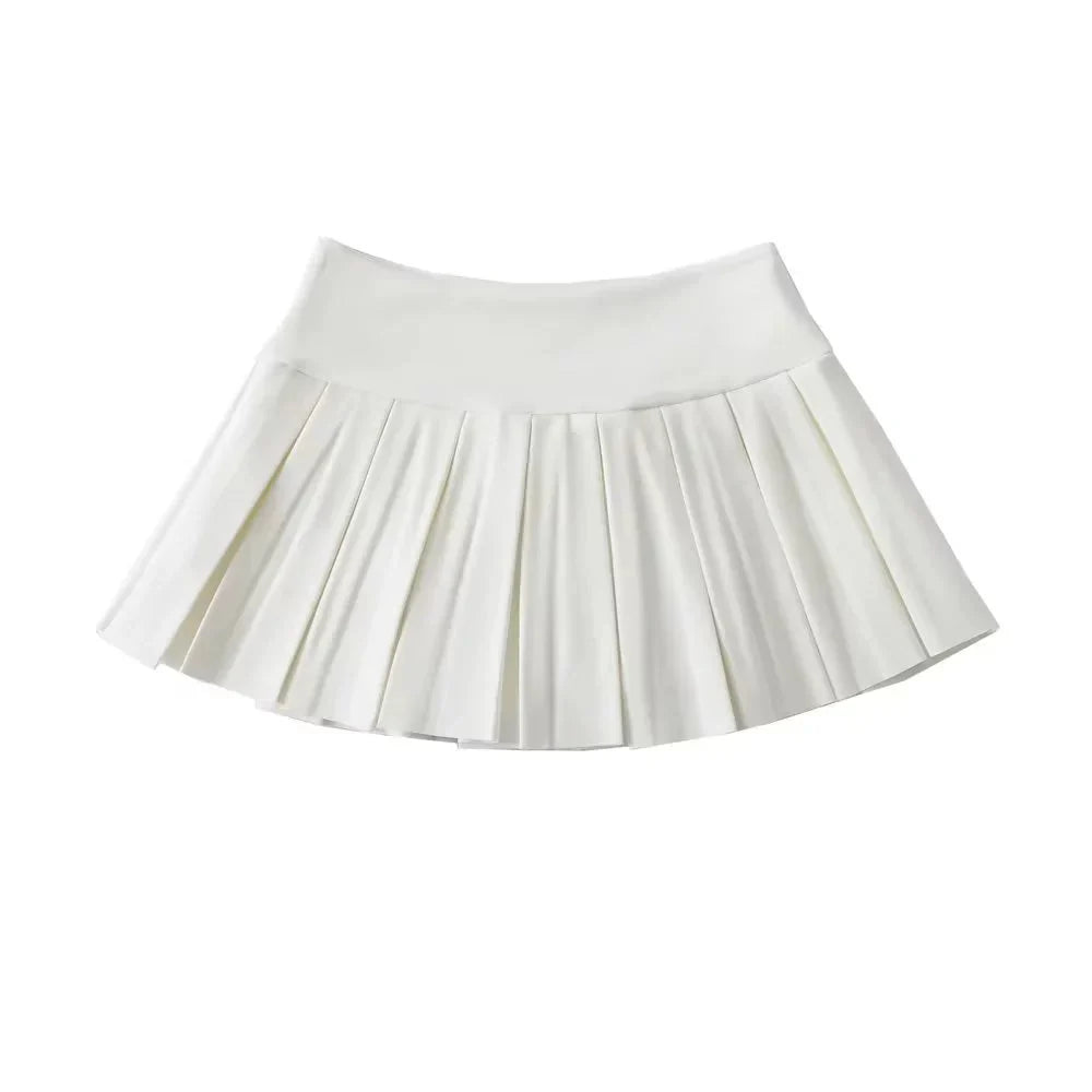 LaPose Fashion - Andraya Pleated Mini Skirt - A-Line Skirts, Fairy Skirts, Mini Skirts, Ruffle Skirts, Satin Skirts, Short Skirts, Skirts, Tennis 