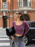 LaPose Fashion - Aviona Knit Crop Sweater - Basic Tops, Crop Tops, Elegant Tops, Knitted Tops, Long Sleeve Tops, Tops, Warm Tops, Winter Edit