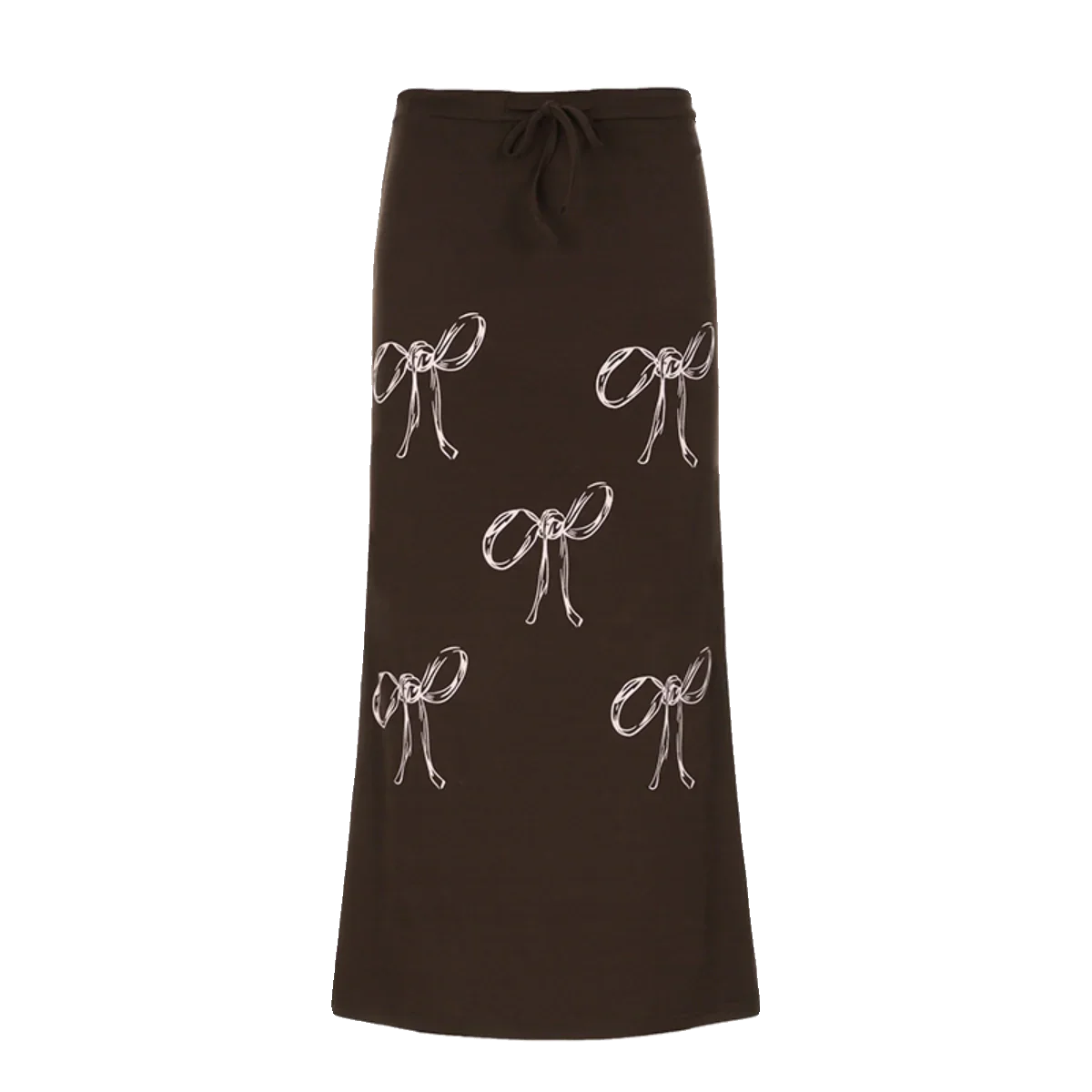 LaPose Fashion - Bow Print Maxi Skirt - A-Line Skirts, Long Skirts, Maxi Skirts, Pleated Skirt, Printed Skirts, Skirts, Vintage Skirts